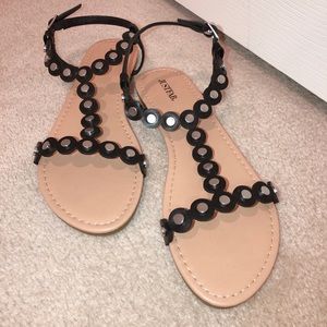 Black Studded Flat Sandal